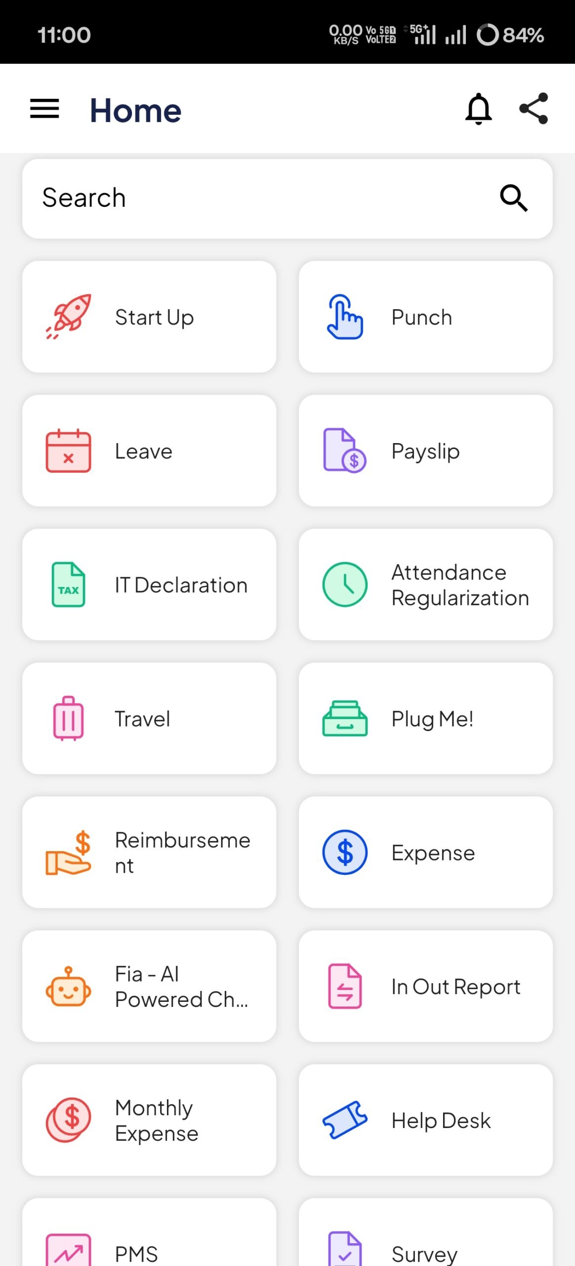 Online Payroll Software mobile app home screen